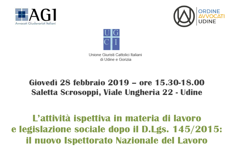 L'attività ispettiva in materia di lavoro e legislazione sociale dopo il D. Lgs. 145/2015: Il nuovo Ispettorato Nazionale del Lavoro